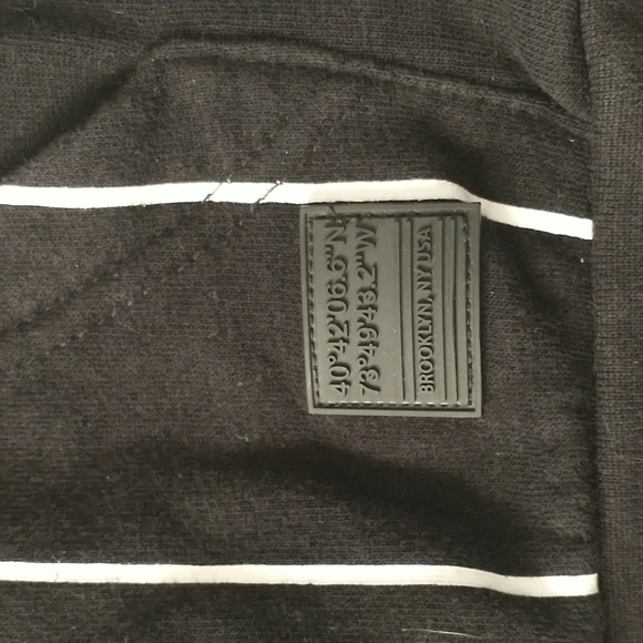 Denim & Flower black and white striped hoodie, kangaroo pocket - Picture 4 of 7